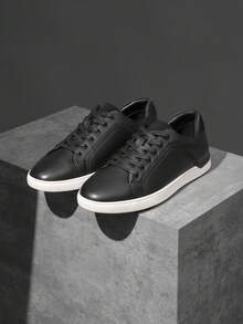 Men's Casual Trainers Dress Sneakers Skate Shoes - Black - View 3