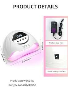 專業級72LED UV LED美甲燈，具有四個計時器記憶功能，適用於凝膠修護美甲烘乾燈 - 白色 - 查看 8