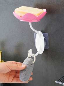 1 件创意莲花形双层肥皂盒多功能厨房浴室收纳盒 - 粉色 - 查看 7