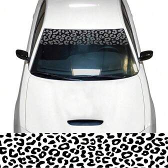 1pc Black Matte Leopard Animal Print Vinyl Sticker, Suitable For Any Vehicle