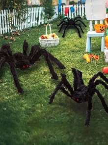 1 Piece, Black Spider Halloween Ghost Festival Decoration Item, 150cm Super-Large Spider, Bar Courtyard Decoration Prop, Simulated Plush Spider, Halloween Indoor And Outdoor Decoration Prop