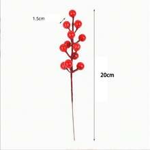 12Pcs Simulated Red Fruits, Holly Fortune Fruit Christmas Decoration Red Berries With Frost, Christmas Ornaments, Holiday Decoration Gifts Home Decor Christmas Decorations Room Decor Winter