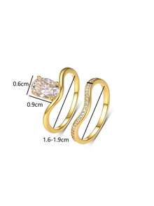 2 件套奢华闪亮 S925 银椭圆形锆石戒指，适合女士，可作为周年纪念或圣诞节礼物