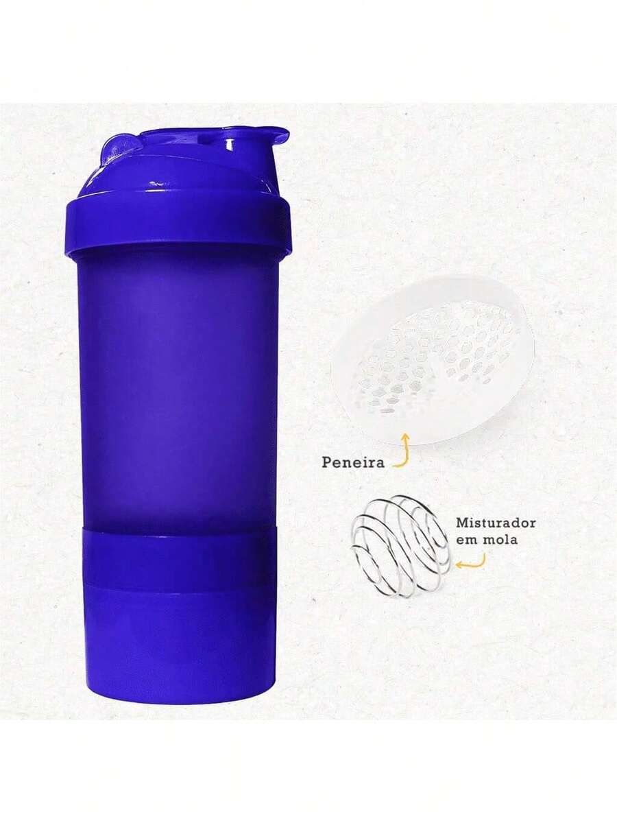 Kit 50 Coqueteleira 500ml Varias Cores Atacado 2 Doses Academia