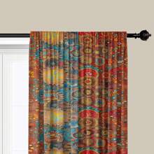 2pcs Farmhouse Multicolor Boho Curtains Chic Polka Dot Colorful Striped Tassel Curtain, Sunshade Anti-Spy Privacy Protection Curtains, Suitable For Bedroom Indoor Living Room Restaurant Bar Party Playroom Dorm Home Decor