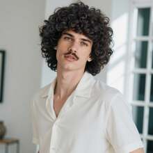 Men Wigs 70s 80s Disco Hippies Afro Wig Short Curly Male Wigs Blonde Mixed Brown Halloween Costume Wig