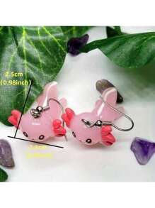 Boucles d'oreilles amusantes d'axolotl de la série océanique, boucles d'oreilles de baleine bleue à pois blanc