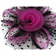 Derby Fascinators Women High Tea Party Hat Wedding Cocktail Flower Headware With Mesh And Feathers - Rose & Black - View 5