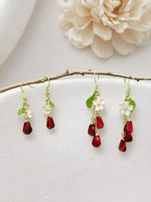 1 Pair New Jewelry Flower & Tassel Design Earrings, Long & Short Style, Sweet & Fashionable, Suitable For Parties, Dates, Gifts