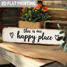 2D Flat, 1pc Vintage "This Is Our Happy Place" Metal Wall Decor - Distressed Farmhouse Style With Heart Accent, 9.98x39.98cm, Easy To Hang Indoor Decoration For Living Room, Bedroom, Kitchen, 2D Flat
