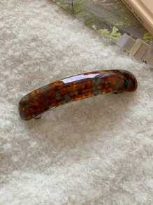 1pc Vintage Elegant Leopard Print One-Piece Elliptical Spring Clip Hair Claw Clip For Low Ponytail And Short Hair