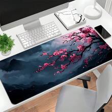 Grande tappetino per mouse con fiori di ciliegio in stile buio e malinconico, tappetino da scrivania per gaming, lavabile, con fondo in gomma antiscivolo, bordi cuciti, tappetino per mouse da regalo, protezione per scrivanie, tappetino per scrivania da studio, diverse opzioni di dimensione, tappetino per tastiera del computer, tappetino per laptop, forniture scolastiche, back to school