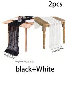 1pc Party Decoration Table Centerpiece Banner, Bohemian Style Creative Wedding Dining Table Arch With Balinese Chiffon Ruffled Tablecloth For Home Furniture Decoration