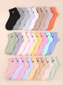 10/20/30pairs  Solid Color College Style Simple Daily Sporty Short Socks