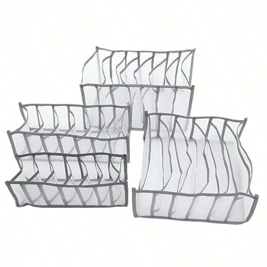 QY GLEAVI 4pcs Compartment Clothes Organizer For Closet Storage Box For Jeans Shirts Underwear Socks Space Saving With Multi Design 8502 - Xám - Xem 1