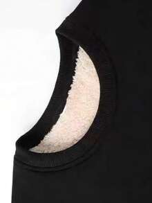 男士保暖套头卫衣，休闲圆领运动服，户外跑步健身训练长袖连帽衫，秋冬季 - 黑色 - 查看 4