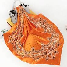 35 Inches Silk Head Scarf-Satin Hair Scarves Silk Bandana Scarf Headscarf For Women's Fashion Scarveshalloween - 橘色圓點腰果 - 查看 2