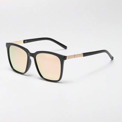 Summer New Arrival Beach Travel Vacation Couples Fashion Glasses, Colorful Lens Square Frame Fashionable Glasses, Black, Suitable For Driving, Fishing, Streetwear, Party, Family Outing Accessories Square Shape Shades