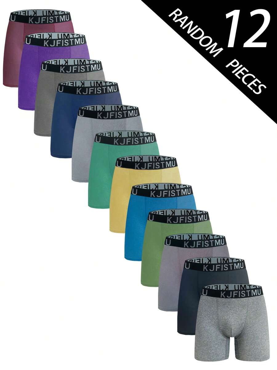 4/8/12pcs Solid Color Simple Men's Boxer Briefs - Elastic, Breathable, Soft And Comfortable - Home Casual Daily Panties - KJFISTMU - Nhiều màu - Xem 1