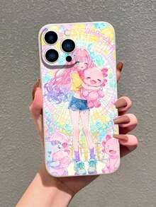 1pc Ferris Wheel & Cartoon People Printed Silicone Phone Case Compatible With Iphone 16/11/12/13/14/15/15pro/15 Plus/15 Promax/7plus/8plus/X/Xs Max/Xr/11pro/12pro/13pro/14pro/12mini/13mini/11promax/12promax/13promax/14promax/14plus/6/6s/6plus/7/8/16Pro/16plus/16promax/Se & Galaxy/A54/A14/A12/A13/A15/A32/A33/A24/A52S/S20/S21/S22/S23/S24/S23Plus/S24ultra/S25/A15/A33/A23 - Black - View 2