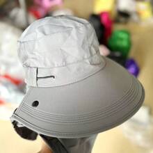 1pc Breathable UV Protection Face Cover Mask With Detachable Sun Hat, Casual Polyester Fabric, UPF50+ For Summer