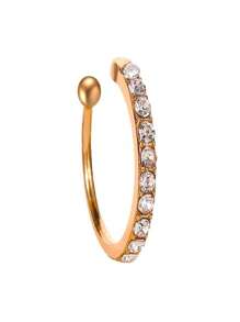 1pc Women Classic Rhinestone Decor Minimalist Clip-On Earring, Suitable For Everyday Wear