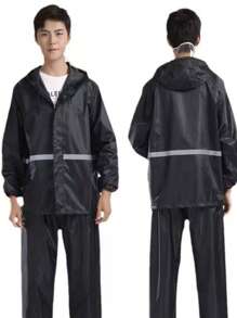1 Set Regenmantel und Regenhose, wasserdichte Fahrrad- Motorrad- Roller Leichtgewicht Jacke und Anzug