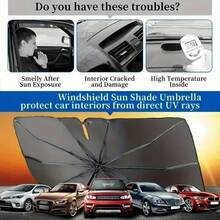 Car Windshield Sun Shade, Heat Insulation And Sun Blocking, Foldable And Retractable Sun Shade For Automotive, Available In Small And Large Sizes. Multi-Functional Umbrella Can Be Used As Sun Shade, Rain Shade, Heat Insulation Shade, Sun Protection Shade And Car Accessory.