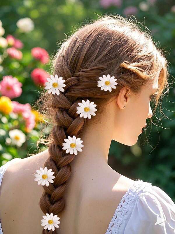6pcs Cute Sunflower Hair Clips For Women, 2025 New Bangs Claw Clips For Back Of Head, Front Fringe And Side Hair, Hair Accessories