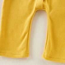 Conjunto de 2 Piezas para Recién Nacido Niño o Niña, Mameluco de Manga Larga de Color Sólido con Gorro para Bebé - Amarillo - Ver 6