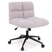 GOFLAME Modern Cross Legged Chair Upholstered Criss Cross Chair Desk-Grey - 灰色 - 查看 1