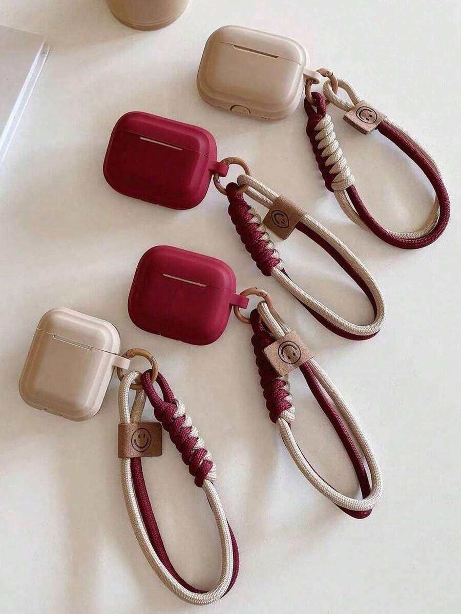 简约纯色带腕带耳机保护套，兼容 Pro 2 耳机盒，第四代无线蓝牙 Apple Pro 第三代软壳 1/2/Pro 新款第三代防摔保护套，硅胶材质，男女通用（不含耳机） - 彩色 - 查看 1