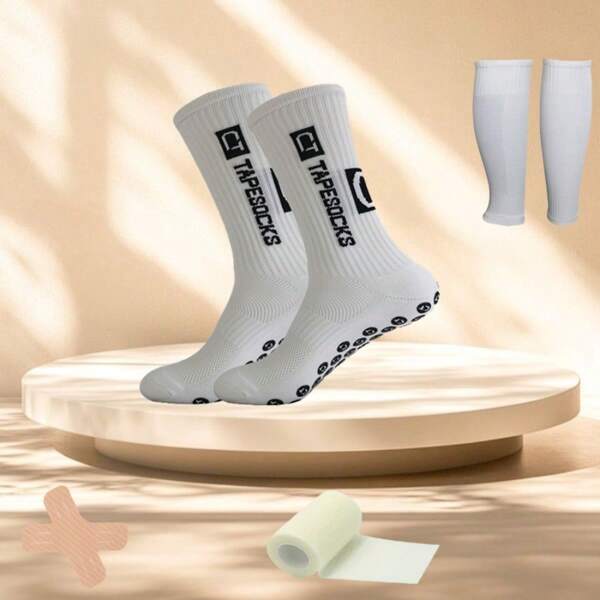 4pcs Basketball Training & Game Specialized Set: Anti-Slip Dot Designed Basketball Leg Warmers, Abrasion-Resistant Moisture Wicking Basketball Sock Sleeve, Basketball Sports Tape & Kinesiology Tape