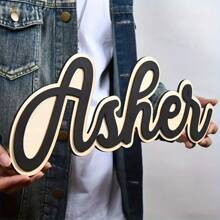 1pc Personalized Wooden Name Plate, No Electricity Needed, Customized Letter Wall Decor, Boho Style, Suitable For Living Room, Bedroom, Unique Customized Gift For Birthday, Party, Wedding, Graduation, Christmas, Halloween