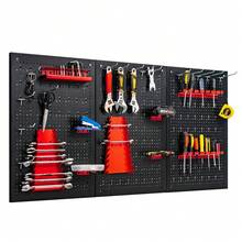 GOFLAME Wall-Mounted Tool Organize Set Pegboard Garage Storage Holder Wrench Set Rack - Black - View 1
