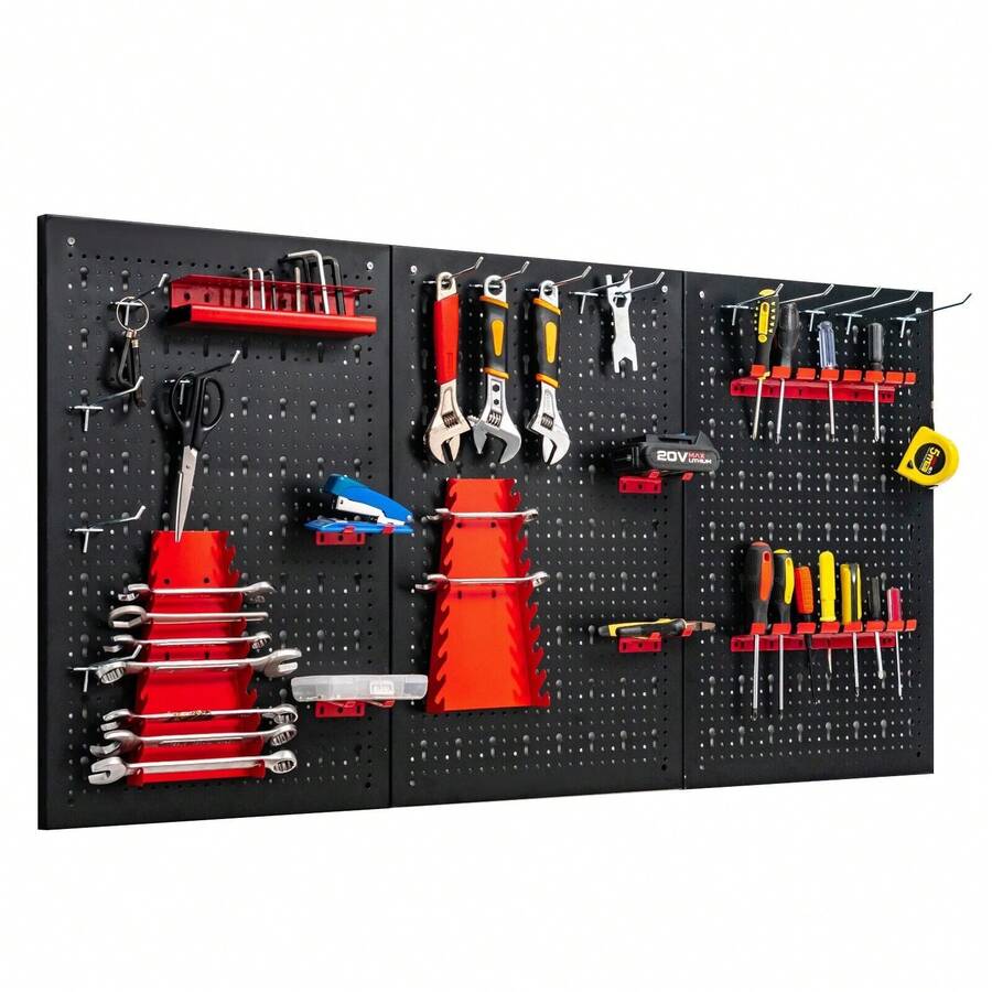 GOFLAME Wall-Mounted Tool Organize Set Pegboard Garage Storage Holder Wrench Set Rack - Black - View 1