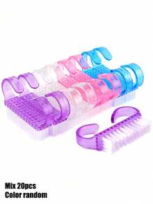 1pc/5pcs/20pcs/50pcs Small Manicure Dust Brush Handle Grip Nail Brush Cleaning Brush Nail Brush With Powder Nail Brush For Cleaning Fingernails Handle Grip Nail Brush, Fingernail Scrub Cleaning Brushes For Toes And Nails Cleaner, Random Color Nail Art Manicure Pedicure Soft Remove Dust Plastic Cleaning Nail Brushes File Tools Set - Red - View 4