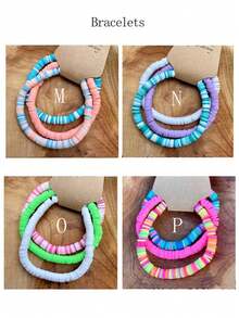 3入組黏土珠鏈手鍊,手鍊堆疊搭配,夏日波希米亞海灘珠寶,衝浪手鍊,度假手鍊 - 彩色 - 查看 16