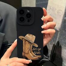Fundas Suaves para Teléfono con Patrón de Vaquera y Estampado Mate, Protección Completa de 360 Grados para 11 12 13 14 15Pro 16 XR X/ XS 8 Plus SE Mini17   17promax - Negro - Ver 5