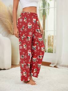 Printstory 定制女士睡裤，新颖独特，情侣肖像、个性化换脸、宠物换脸 - 圣诞节和节日偶像粉丝周边商品 - 彩色 - 查看 4