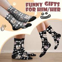 Personalized Gifts, Customized Photo Socks, Fish Bone Element Pet Socks Gifts