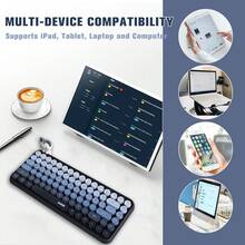ATTACK SHARK FELICON 308i Wireless Bluetooth Keyboard, Retro Typewriter Design With Gradient Colorful Round Keycaps And Cute Magnetic Cat Doll, 84 Keys, Multi Device Keyboard For IPad/Laptop/PC/Win - Multicolor - View 11