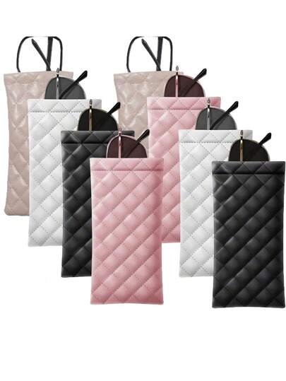 4pcs Portable Squeezed Glasses Case - PU Leather Soft Sunglasses Bag, Portable Phone Sunglasses Storage Box Covertravel Essentials Travel Accessories Travel Bag For Vacation Holiday Back To School School Stuff Sunglasses Women