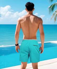 Mens Swim Trunks 5" Inseam With Mesh Lining Quick Dry Swim Shorts Bathing Suit - 藍綠色 - 查看 9