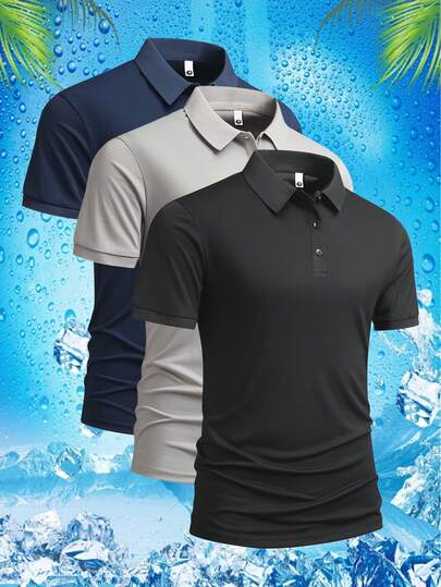 1pc Men's Fashion Stylish Polo T-Shirt Topwear, Comfortable Fabric, Suitable For Daily Life, Work, Travel, Running, Casual, Gym