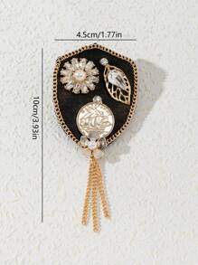 1 Stück elegante, vintage Palastdesign Strass Quaste blumenförmige Brosche, luxuriöser Schmuckpin für Frauen, perfekt für den täglichen Gebrauch und als Geschenk für ein Abenddate