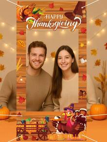 1pc Thanksgiving Day Theme Party Photo Background Cloth, Thanksgiving Turkey Pumpkin Pattern Wood Grain Background Decoration Fabric, Happy Thanksgiving Day Photo Props, Thanksgiving Day Theme Party Hanging Banner, Thanksgiving Party Backdrop Cloth Decoration, Fall Party Hanging Decoration, Hanging Decor, Thanksgiving Gifts - Thanksgiving Turkey - View 5