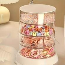 3/4/5 Tiers Rotating Jewelry Box, New Stylish Luxury High-Capacity Covered Dust-Proof Quality PET Material, For Vanity, Bedroom Desktop Organizer, Storing Hair Accessories, Bracelets, Necklaces, Earrings And Other Accessories, 360° Rotatable Jewelry Holder For Women Storage Organizer Travel Essentials Back To School Dormitory Storage