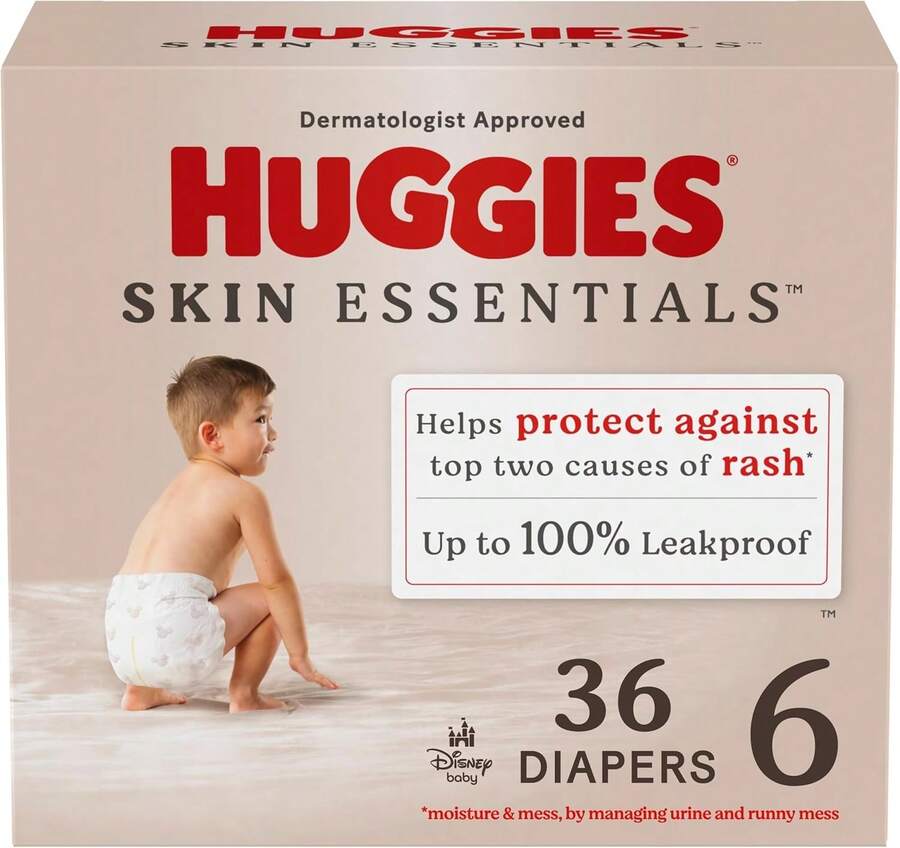 Huggies Size 2 Diapers, Skin Essentials Baby Diapers, Size 2 (12-18 Lbs), 74 Count, Packaging May Vary