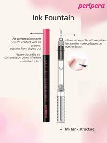 Peripera Delineador de tinta de pincel fino de K-Beauty, lápiz delineador líquido de 0,12 mm, delineador de ojos, color intenso, flujo de tinta suave, secado rápido, resistente al agua y al sudor, maquillaje diario, maquillaje coreano - #02 Película marrón (nueva) - Ver 6